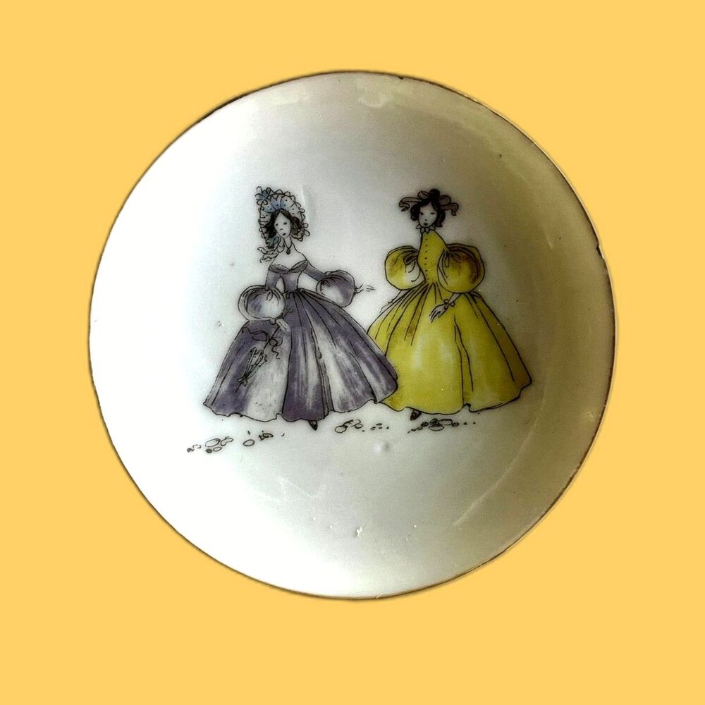 Lefton Dainty Trinket Display Plates Ladies in Victorian Clothes Set of Four